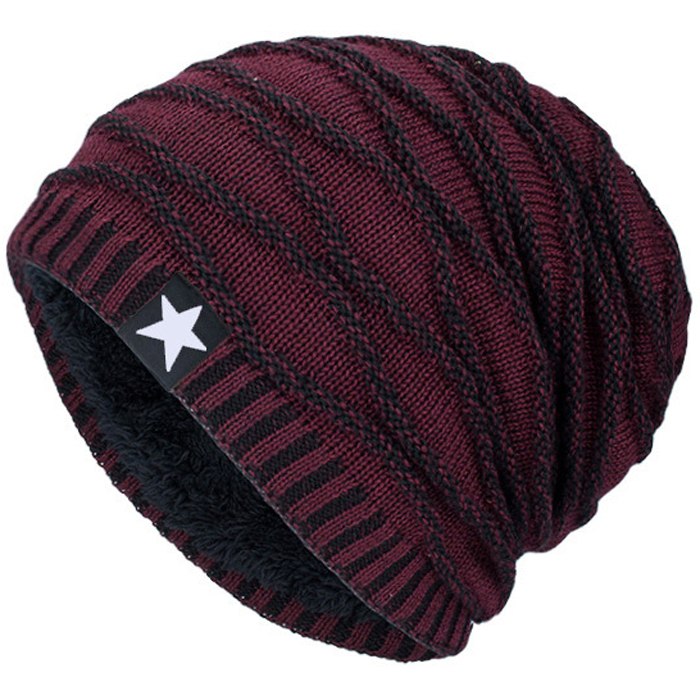 Grey Solid Knitted Warm Winter Beanies