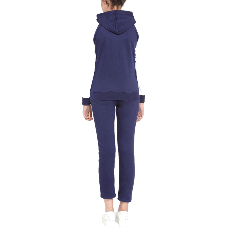 Women Blue & White Hooded Tracksuits