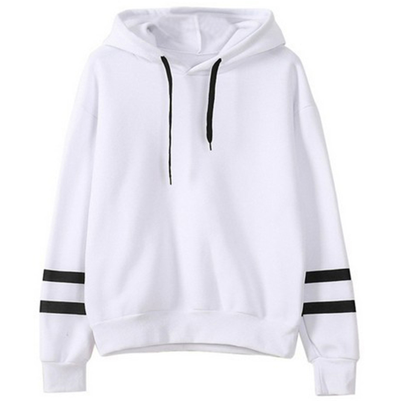 SOlid Black Sleeve Striped Hoodies